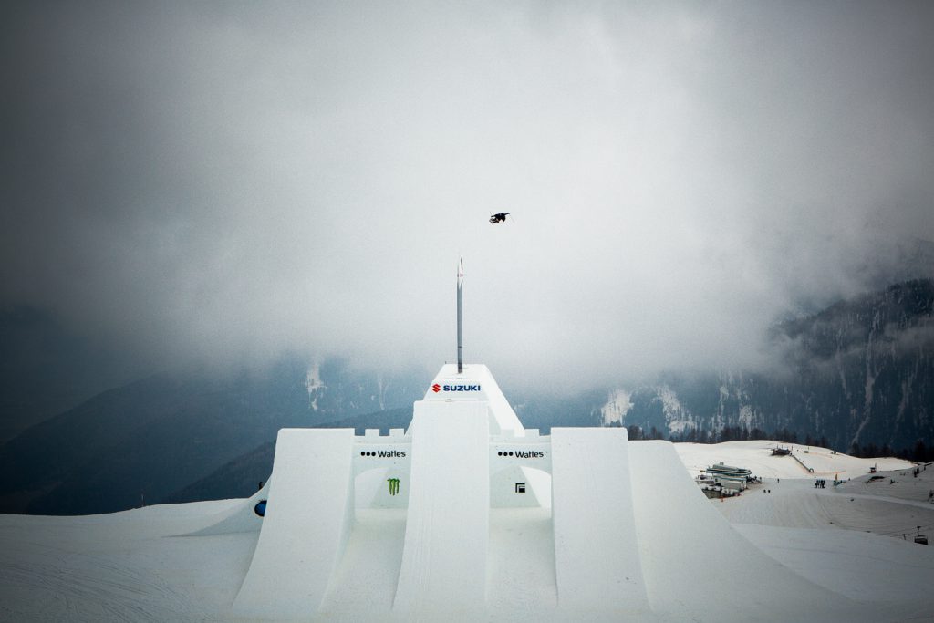 Joffrey Pollet Villard hip air at 2016 Suzuki Nine Knights "The Perfect Hip" Event.
