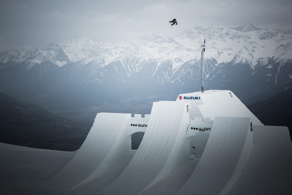 Alex Beaulieu-Marchand floats a huge hip air at the 2016 Suzuki Nine Knights event.