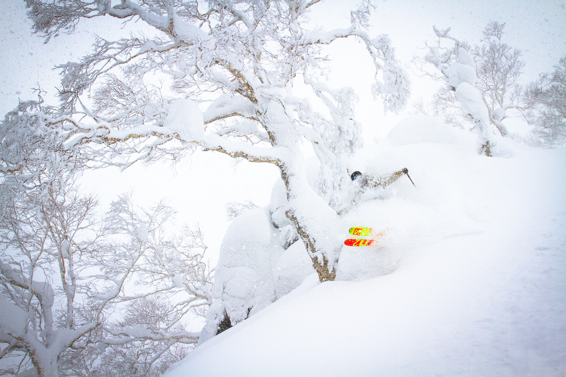 Jonah Williams skis a pillow line in Hokkaido, Japan.
