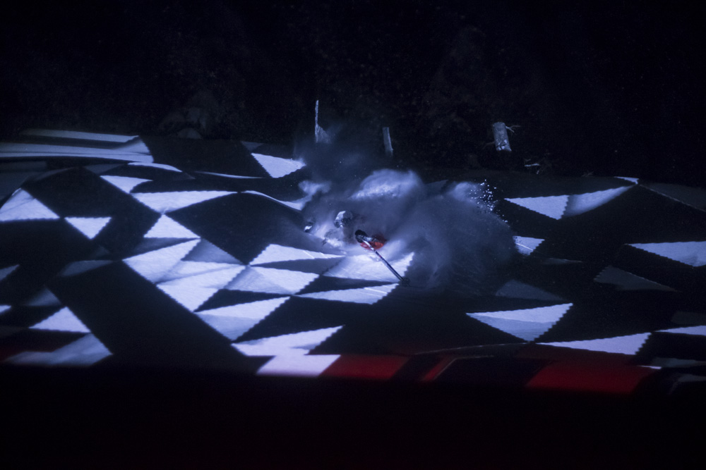 Sage Cattabriga-Alosa sinks a deep powder turn during the filming of the Experience Sage project.