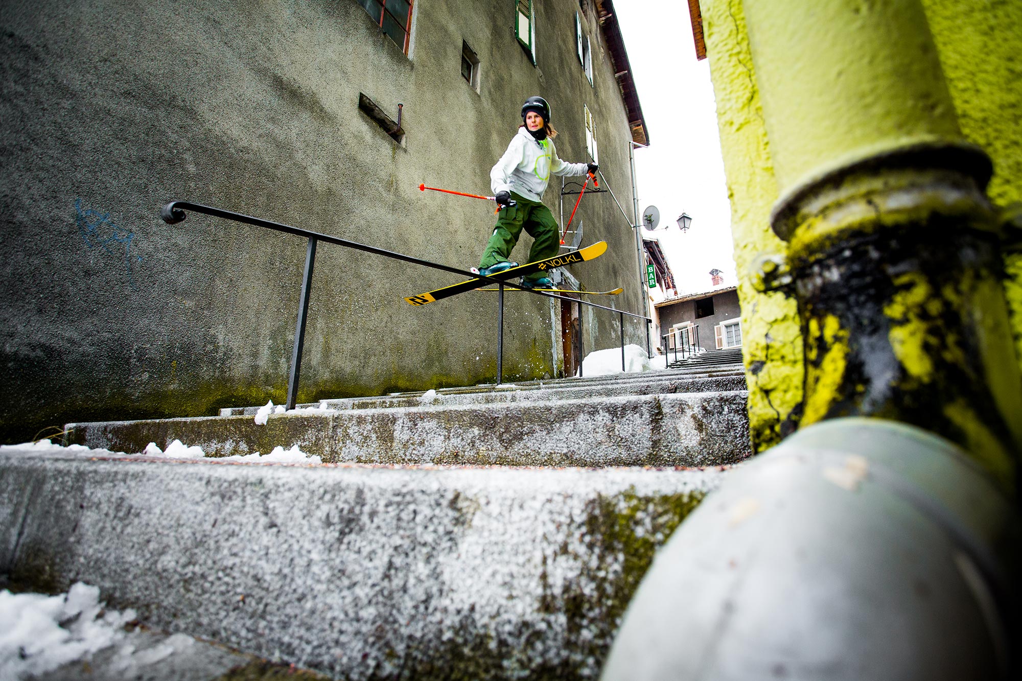 Coline Ballet Baz Street Skiing photo by David Malacrida for Downdays Magazine November 2016 issue