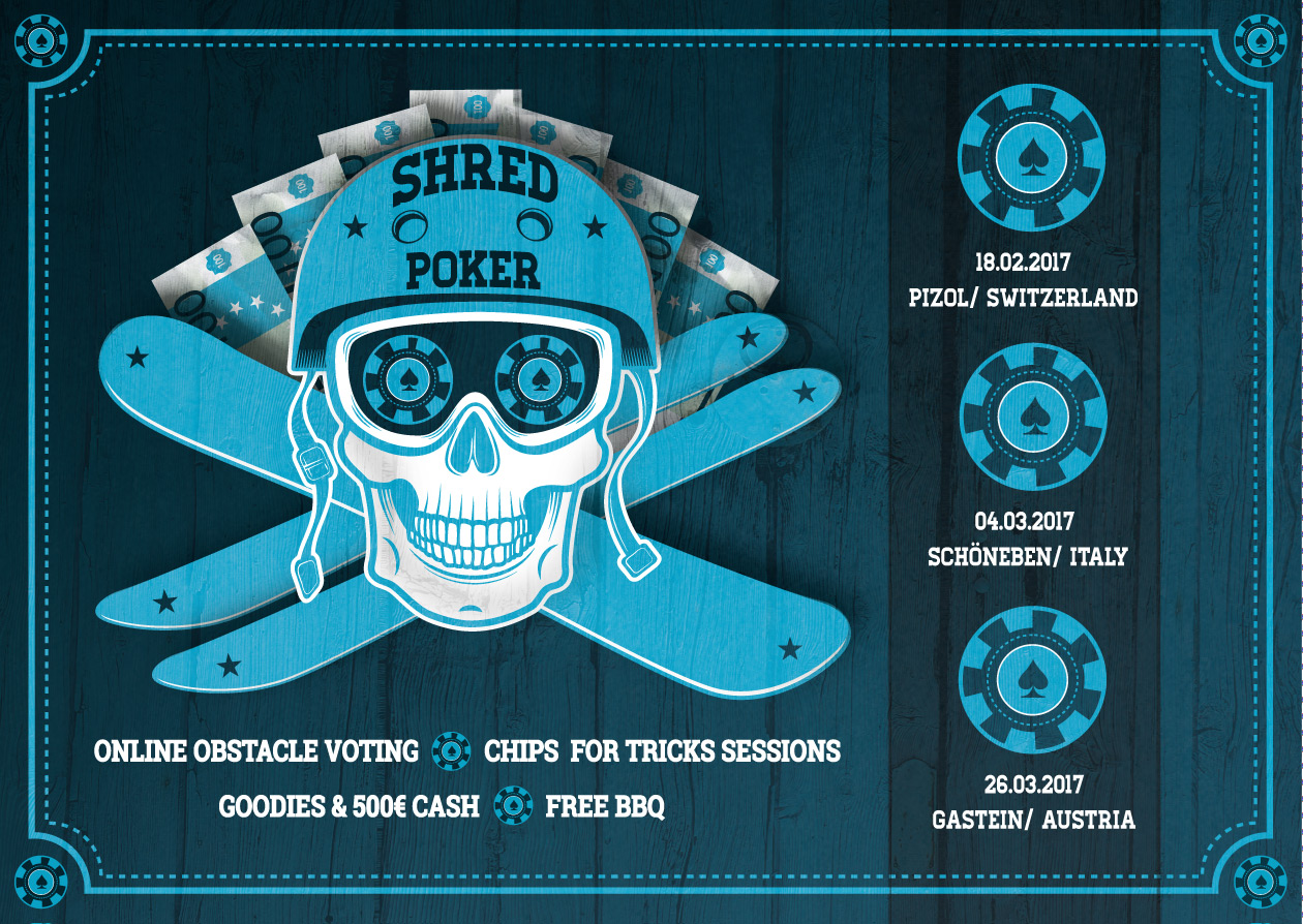 flyer_shred_poker, QPakrs Freeski Tour