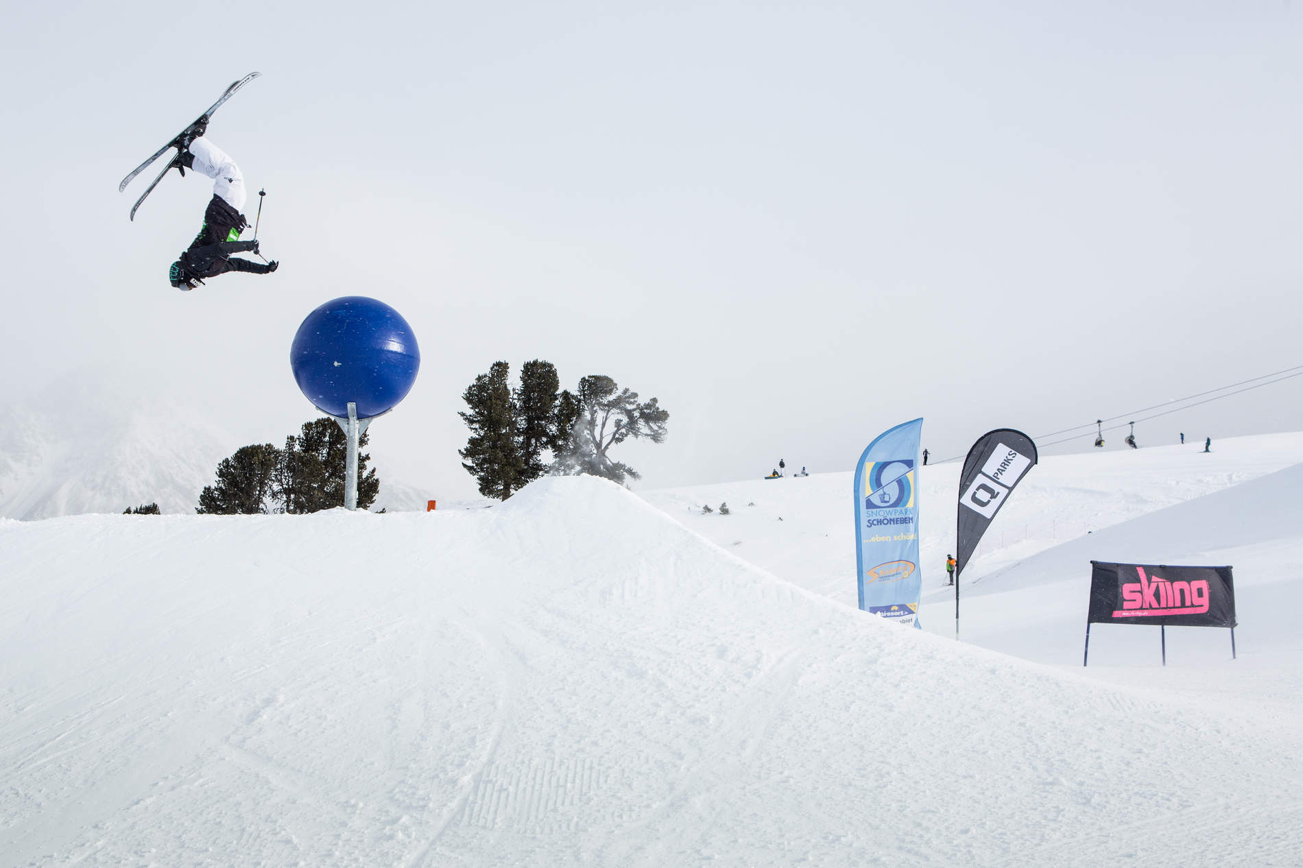 Good old backflip at the 2017 QParks Freeski Tour Battle Rojal at Snowpark Schöneben captured by Patrick Steiner