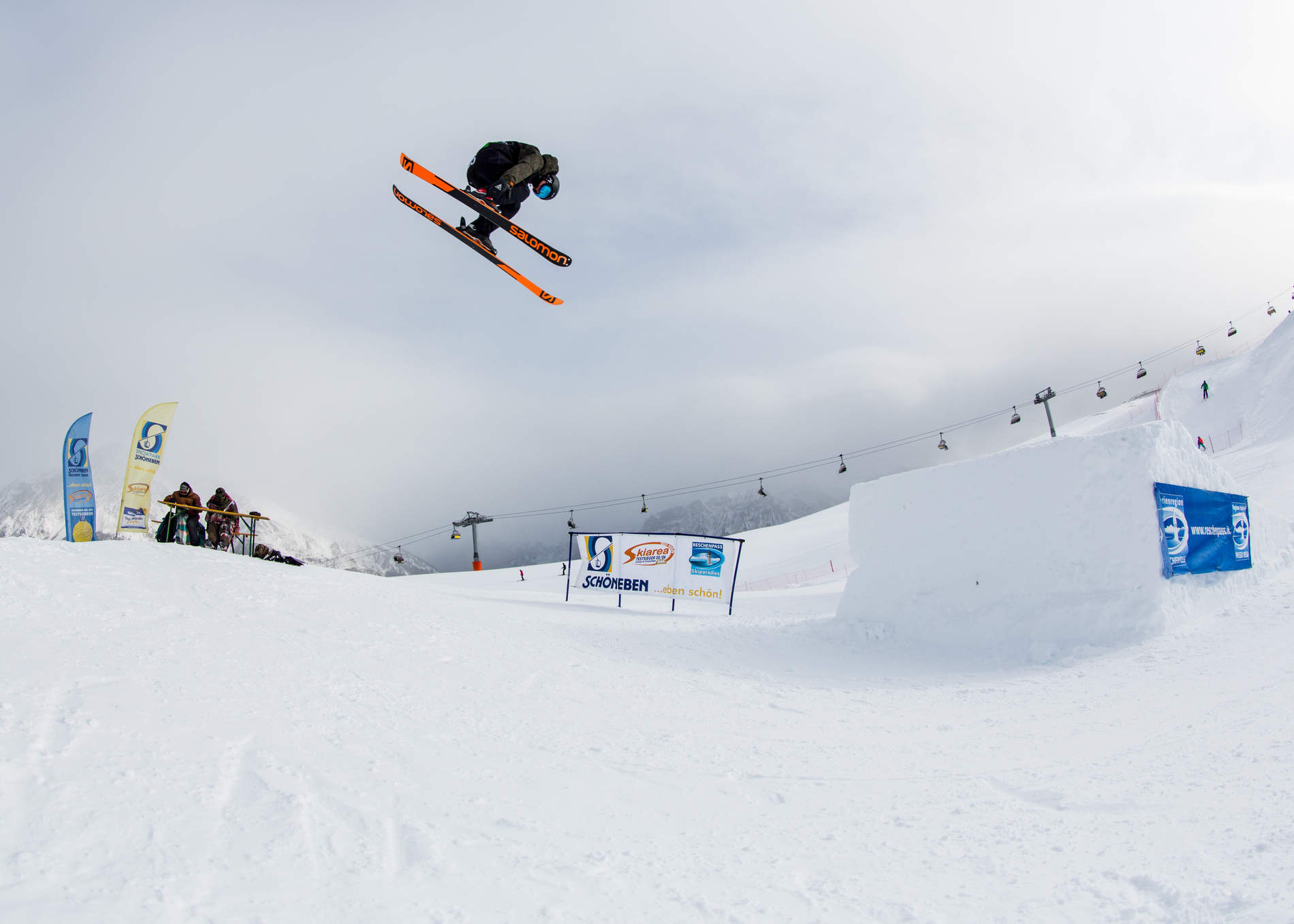 Sending a lofty cork 3 at the 2017 QParks Freeski Tour Battle Rojal at Snowpark Schöneben captured by PAtrick Steiner