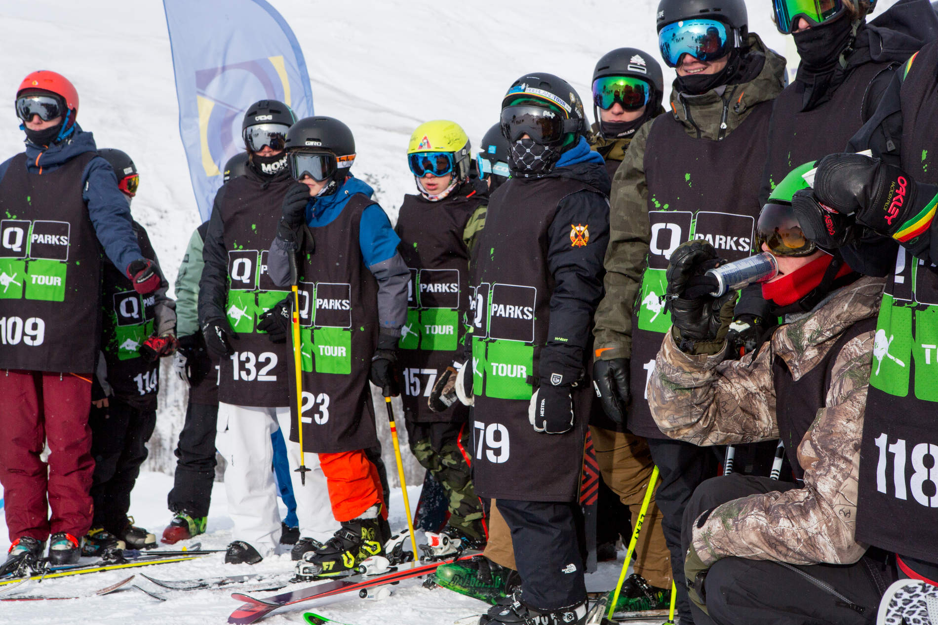 Ready to drop in for the QParks Freeski Tour Battle Rojal at Snowpark Schöneben 2017 csptured by Patrick Steiner