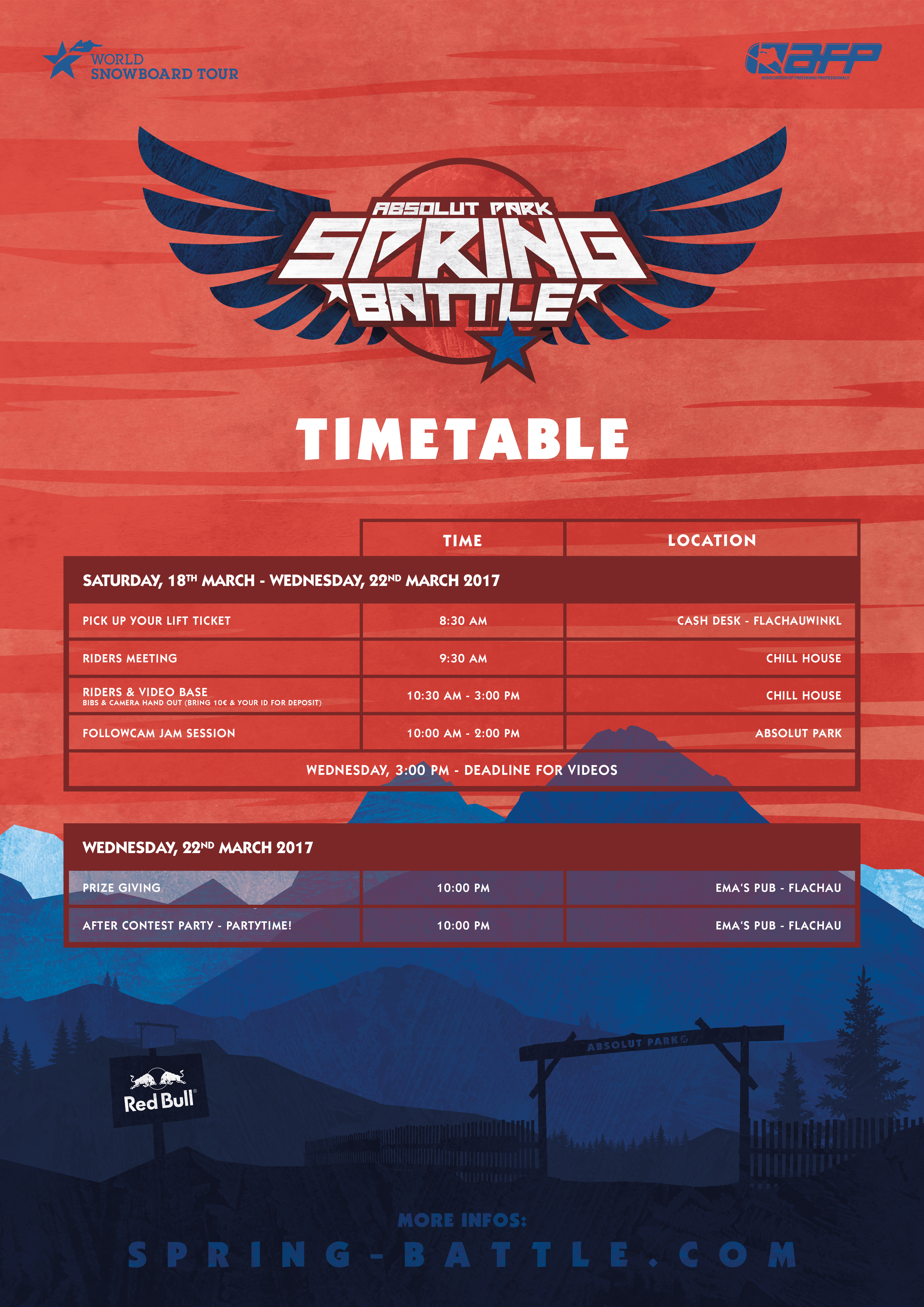 Absolut Park Springbattle timetable