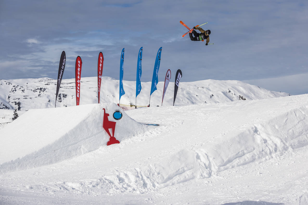 Sebastian Mall getting some airtime at Snowpark Kitzbühel