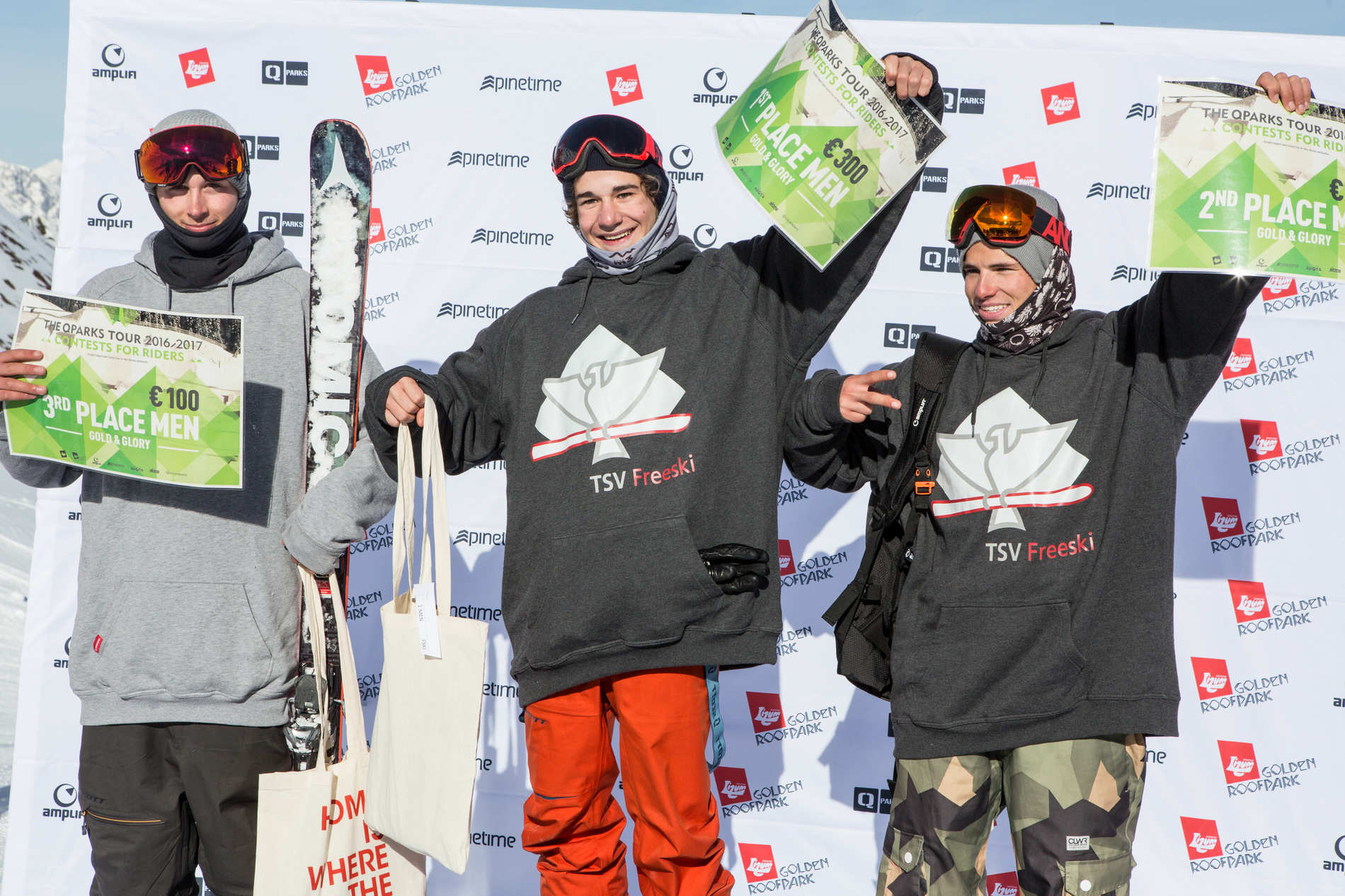 Mens podium QParks Freeski tour at Golden Roofpark Axamer Lizum