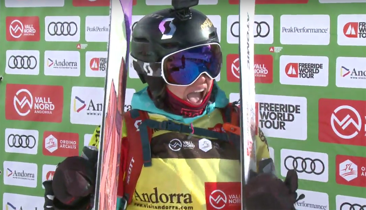 Arianna Tricomi wins the 2018 Freeride World Tour Vallnord-Arcalís stop.