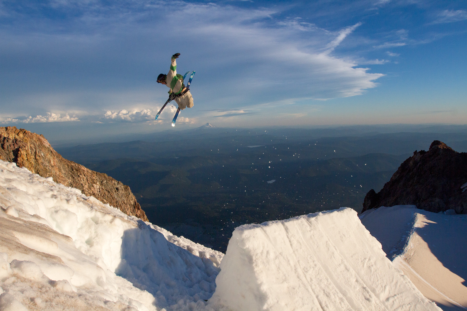 B-Mack Maximilliam Smith hits a jump at sunset on the Hogsback at Mt. Hood, Oregon. Photo Ethan Stone