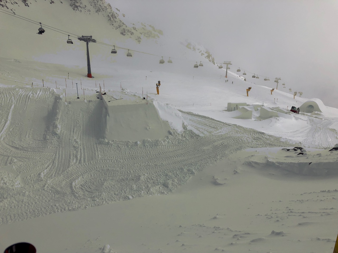 Looking down the Audi Nines skicross course under construction.