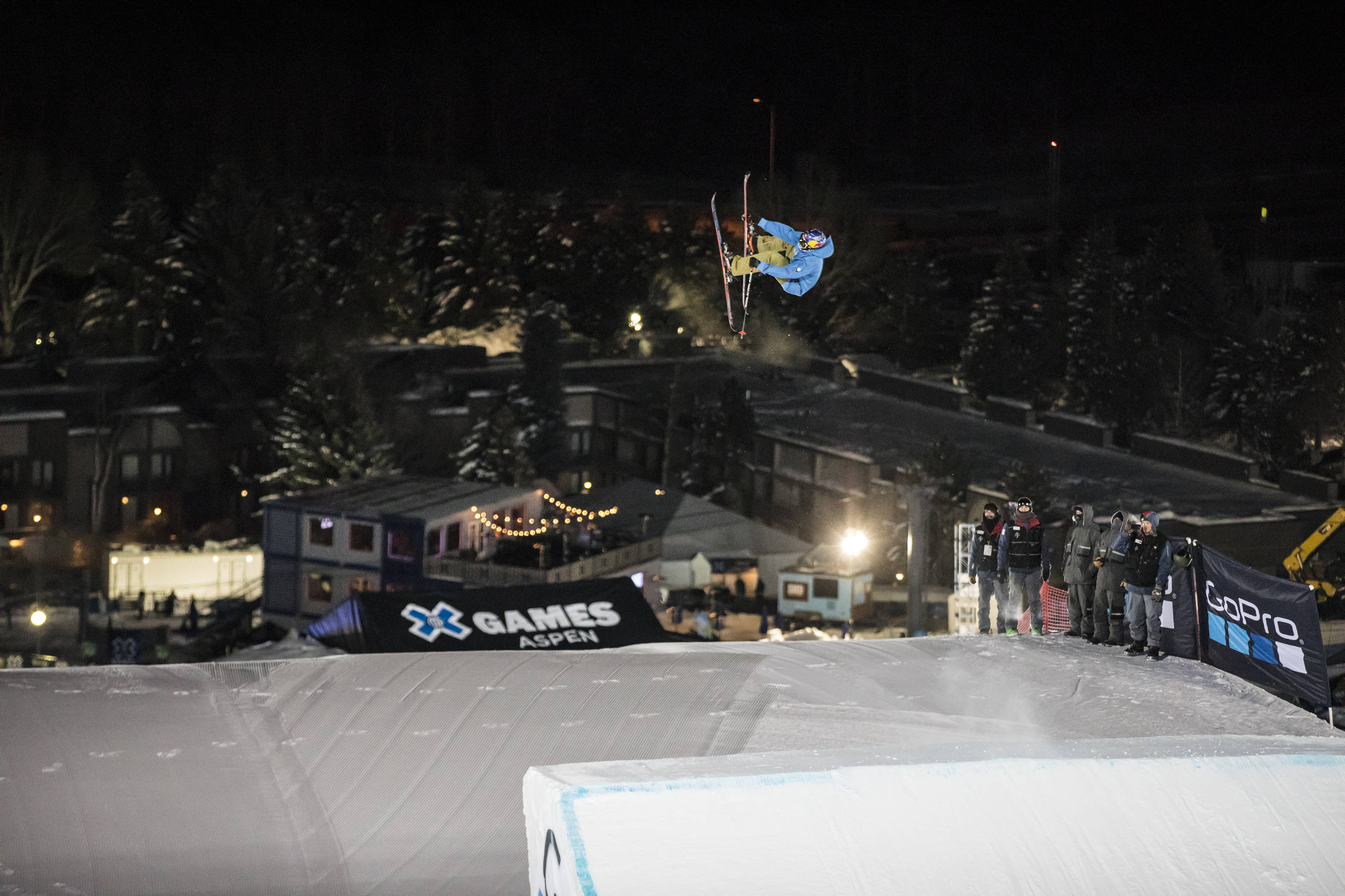 Elias Ambühl competes in X Games Big Air.