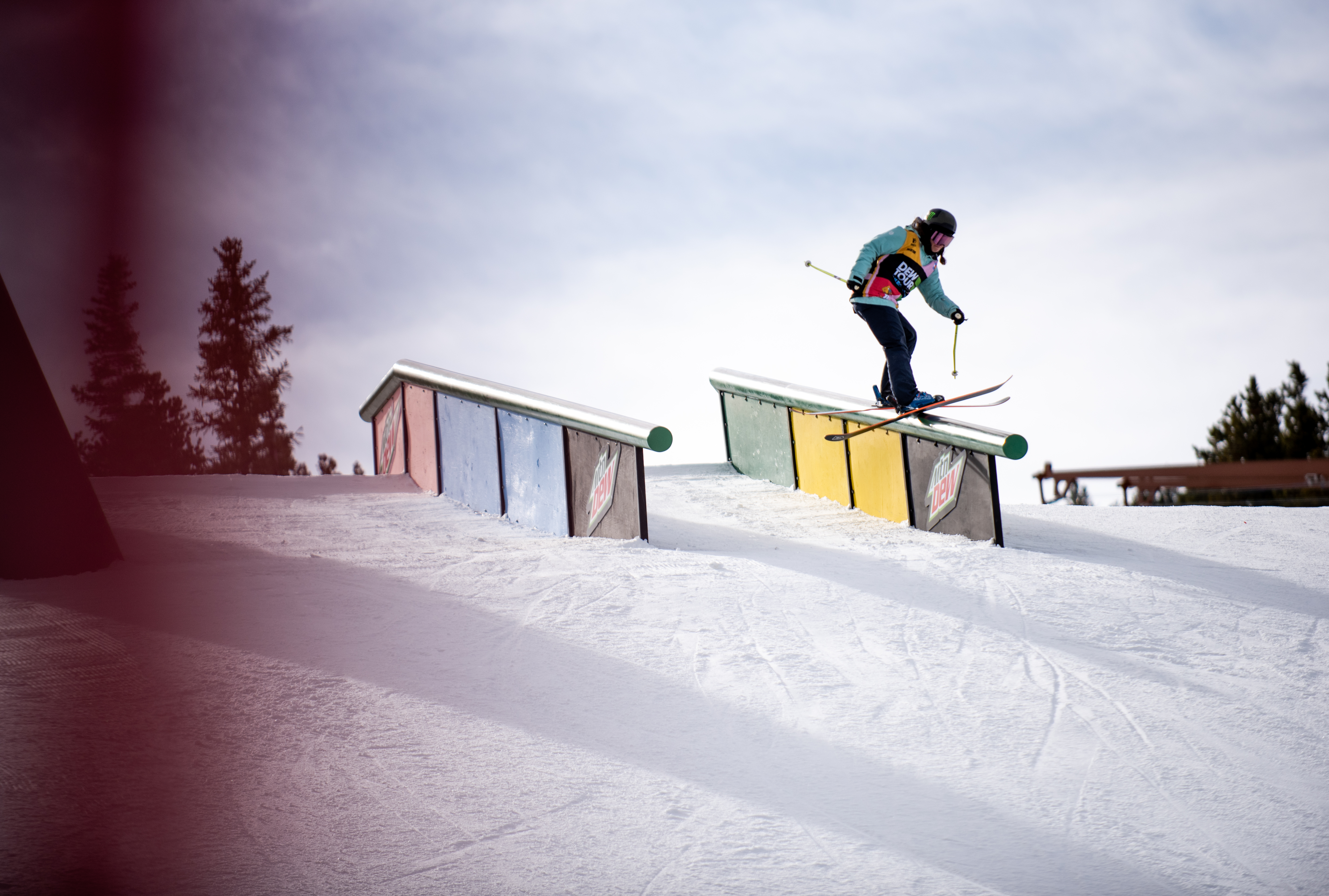 Sarah Hoefflin competes in the 2018 Dew Tour women's ski slopestyle event in Breckenridge, Colorado.