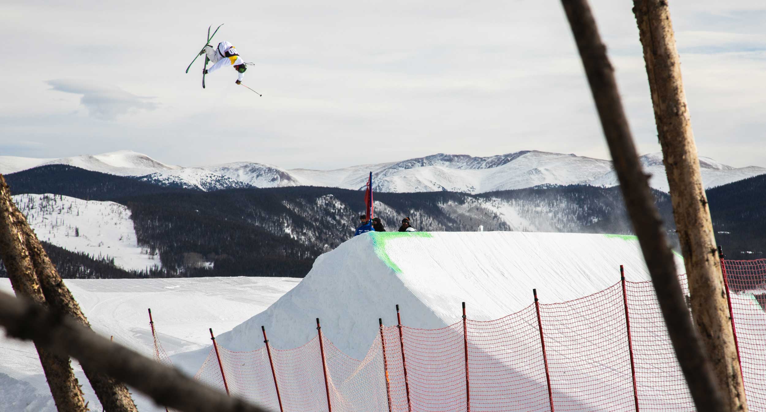 Henrik Harlaut warms up on the slopestyle course at the 2018 Winter Dew Tour in Breckenridge, Colorado.