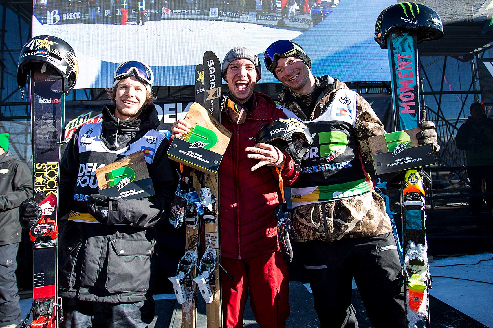 Men's Modified Superpipe podium: Alex Ferreira, Aaron Blunck, David Wise