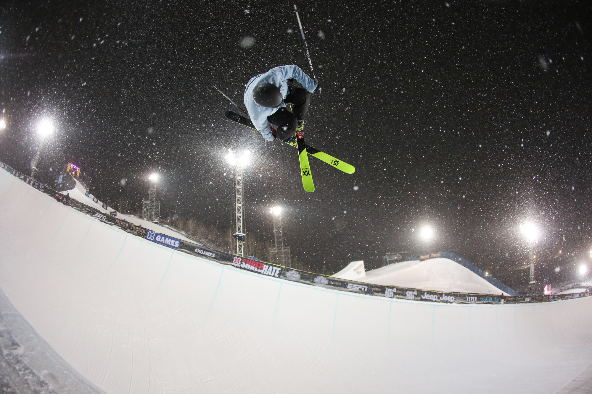 Aspen, CO - January 23, 2019 - Buttermilk Mountain: Great Clips Men's Ski SuperPipe during X Games Aspen 2019