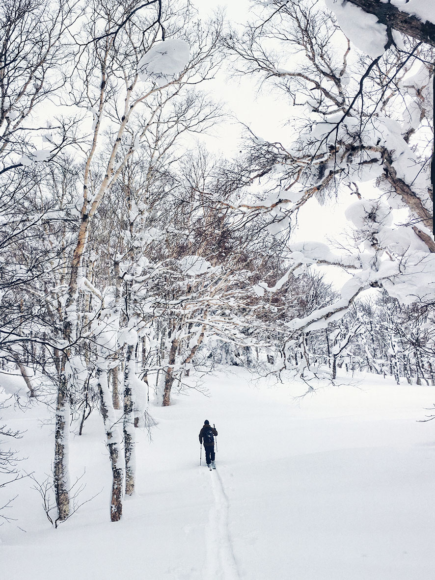 Ski touring on Mt. Yotei in Hokkaido, Japan.