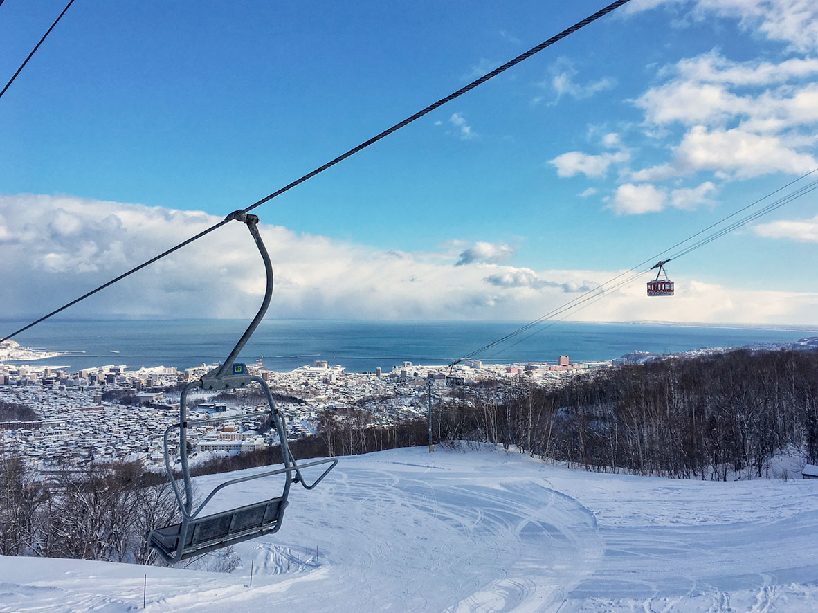 The ski resort of Tengu-yama above Otaru, Japan.