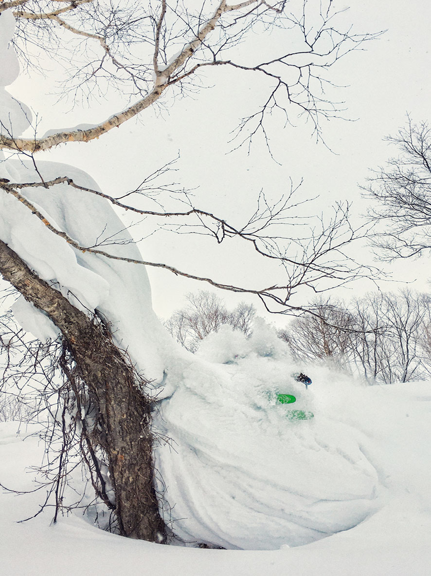 Skiing deep powder while on a road trip to Hokkaido, Japan.