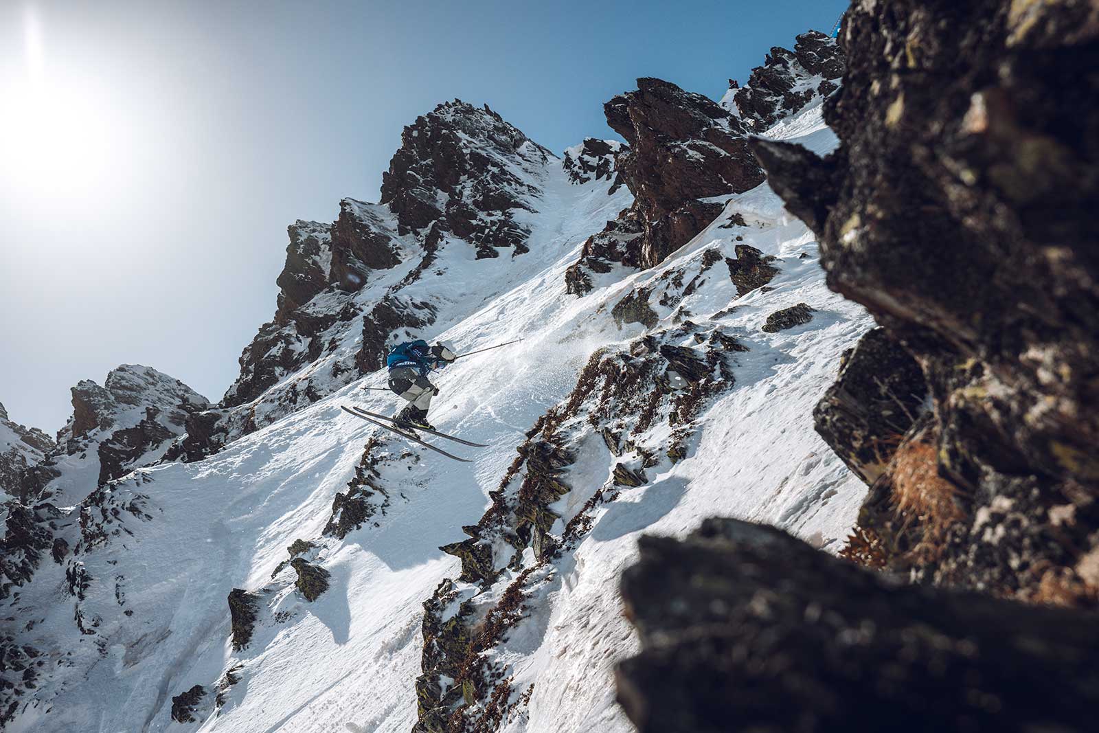 Elisabeth Gerritzen floats a 360 at the second Freeride World Tour stop in Ordino Arcalis, Andorra.