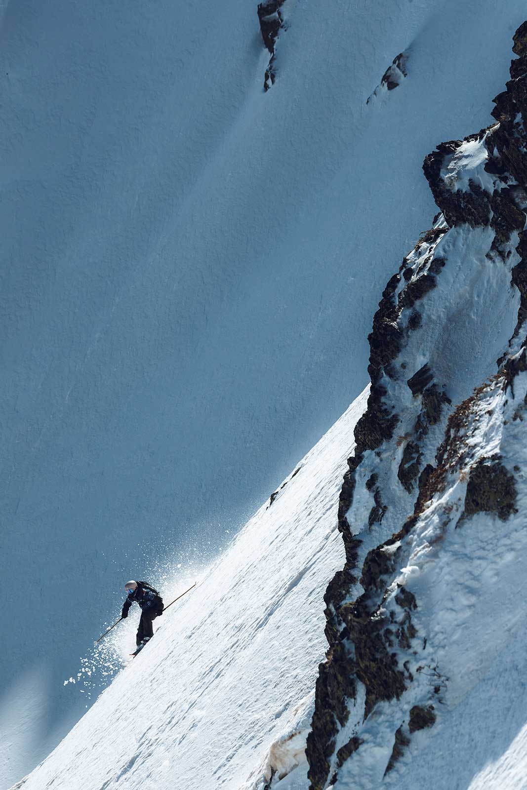 Tracy Chubb competes in the Freeride World Tour at Ordino Arcalis, Andorra.