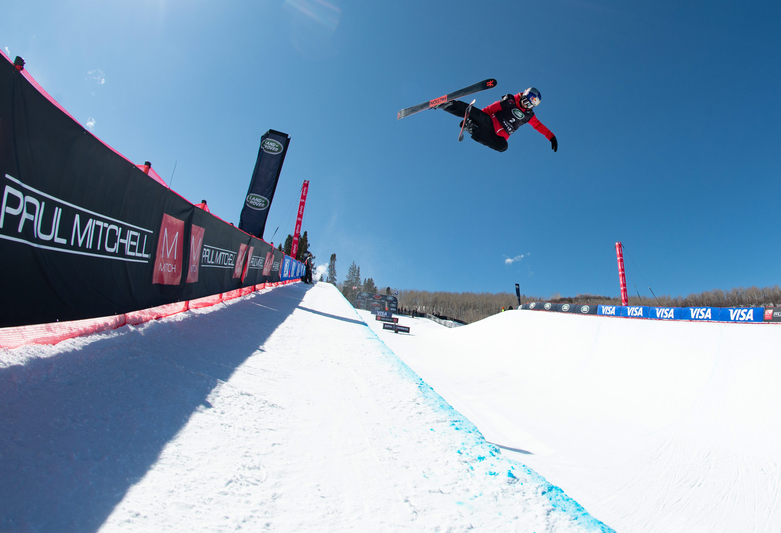 Eileen Gu competes in the 2021 FIS World Championships halfpipe in Aspen, Colorado