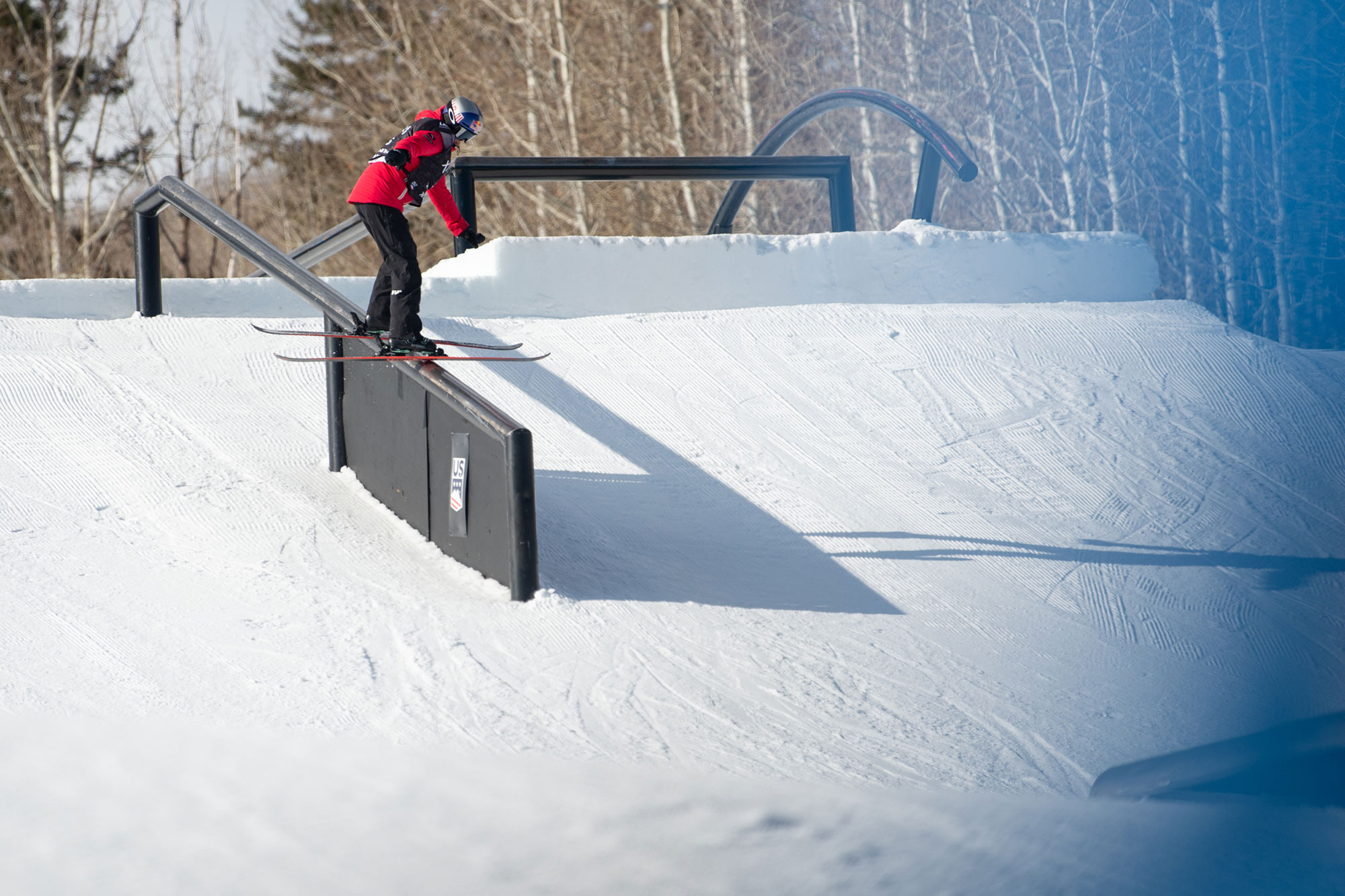 Eileen Gu competes in the 2021 FIS Freestyle World Championships slopestyle finals in Aspen, Colorado.