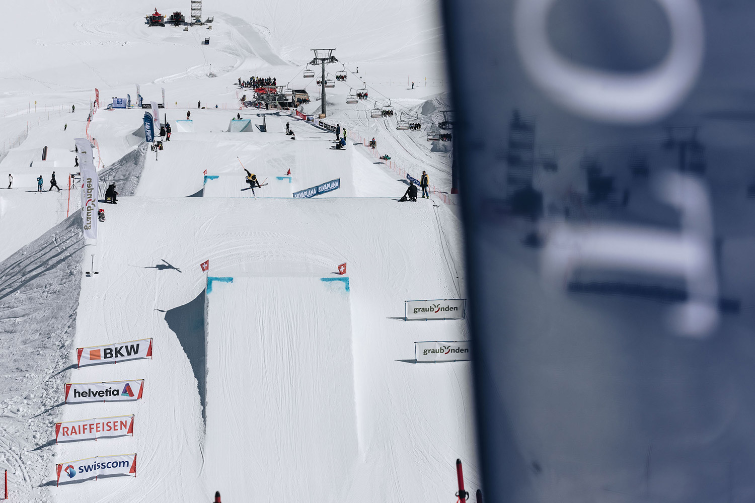 Sarah Hoefflin competes in the Freeski World Cup in Corvatsch, Switzerland.