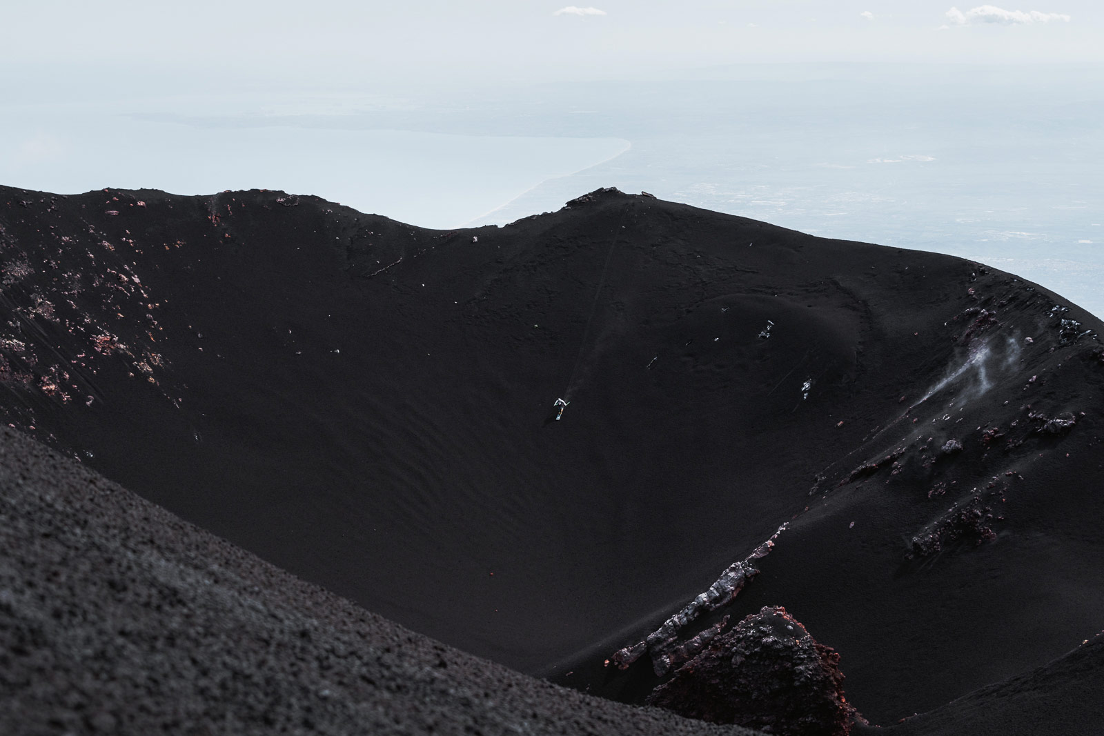 Mammut Skiing athlete Shanty Cipolli skiing on Mt. Etna.