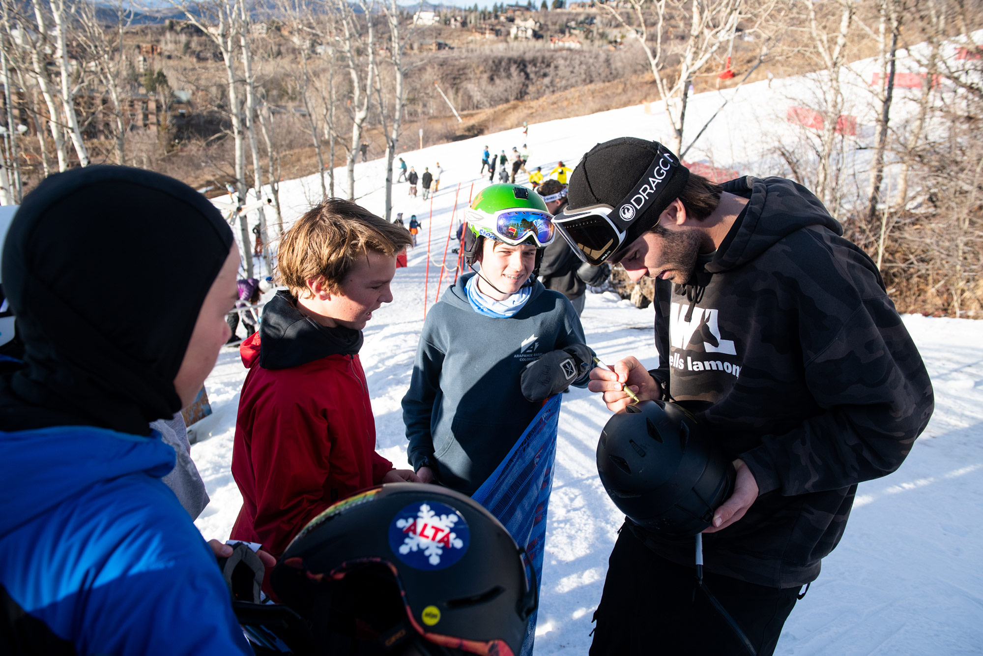 Alex Hall signing autographs at the Freeski Big Air in Steamboat, Colorado.