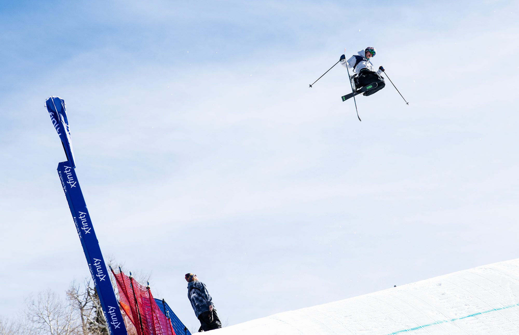 Hunter Henderson competes in men's freeski qualifications at the 2021 Visa Big Air in Steamboat, Colorado.