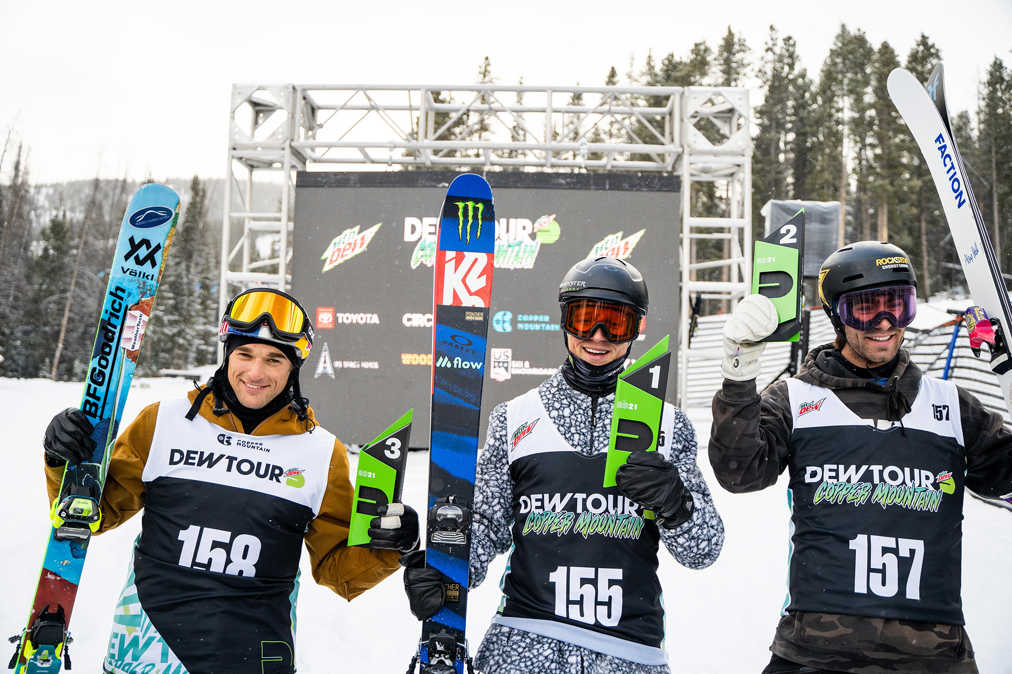 mens slopestyle podium at the 2021 Winter Dew Tour