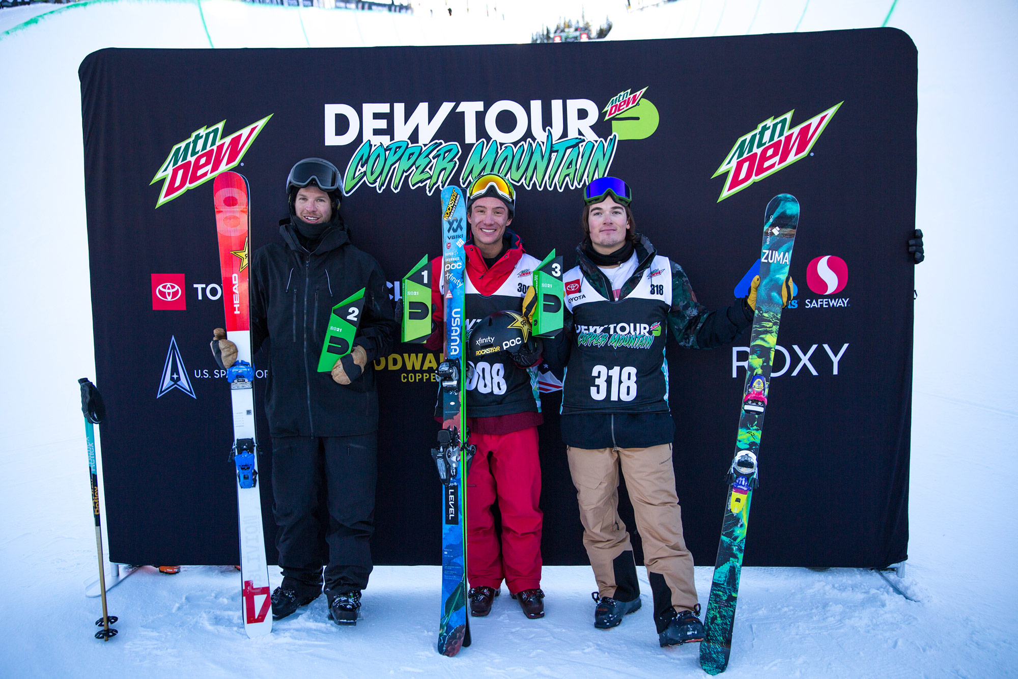 Mens ski halfpipe podium at 2021 Winter Dew Tour