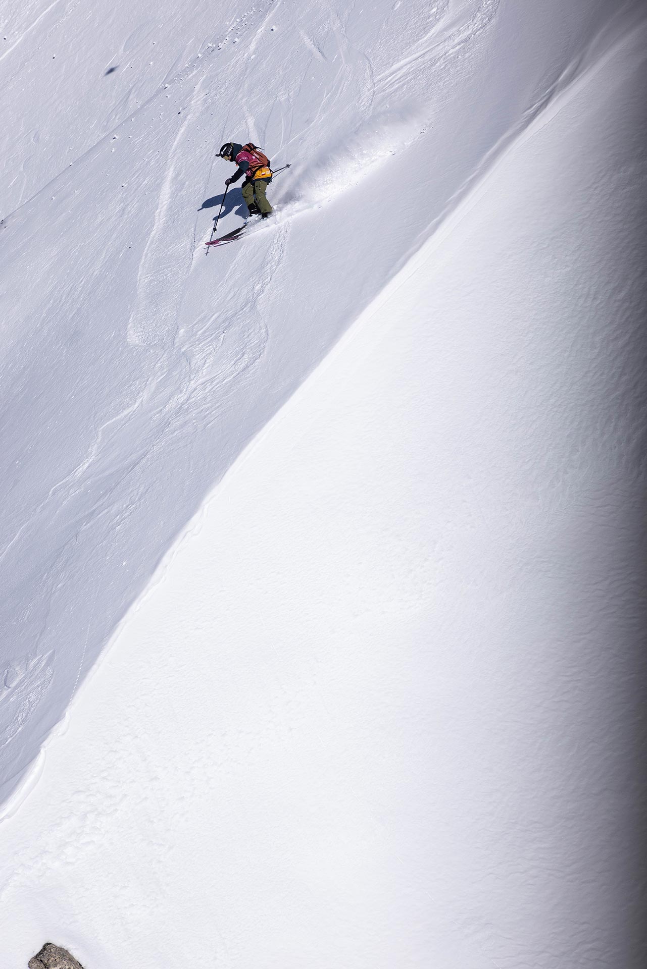 Zuzanna Witych competes at the 2022 Freeride World tour in Baquiera Beret, Spain.