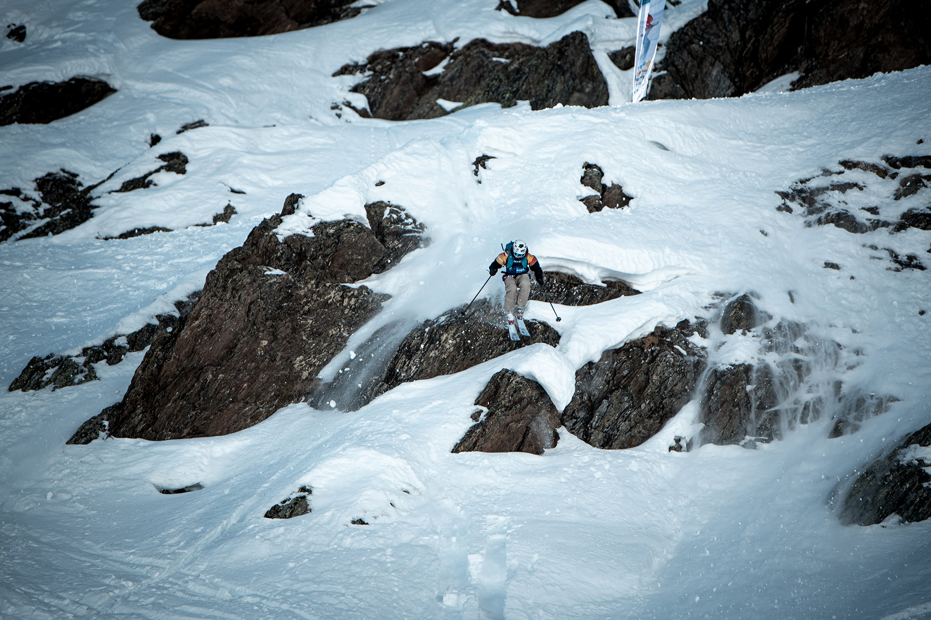 Alex Dedieu competes at the 2021 Freeride Junior World Championships in Kappl, Austria