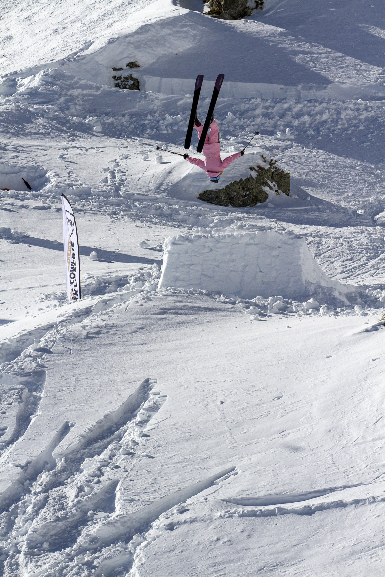 Lea Bouard sends a backflip at the 2022 Nendaz Backcountry Invitational