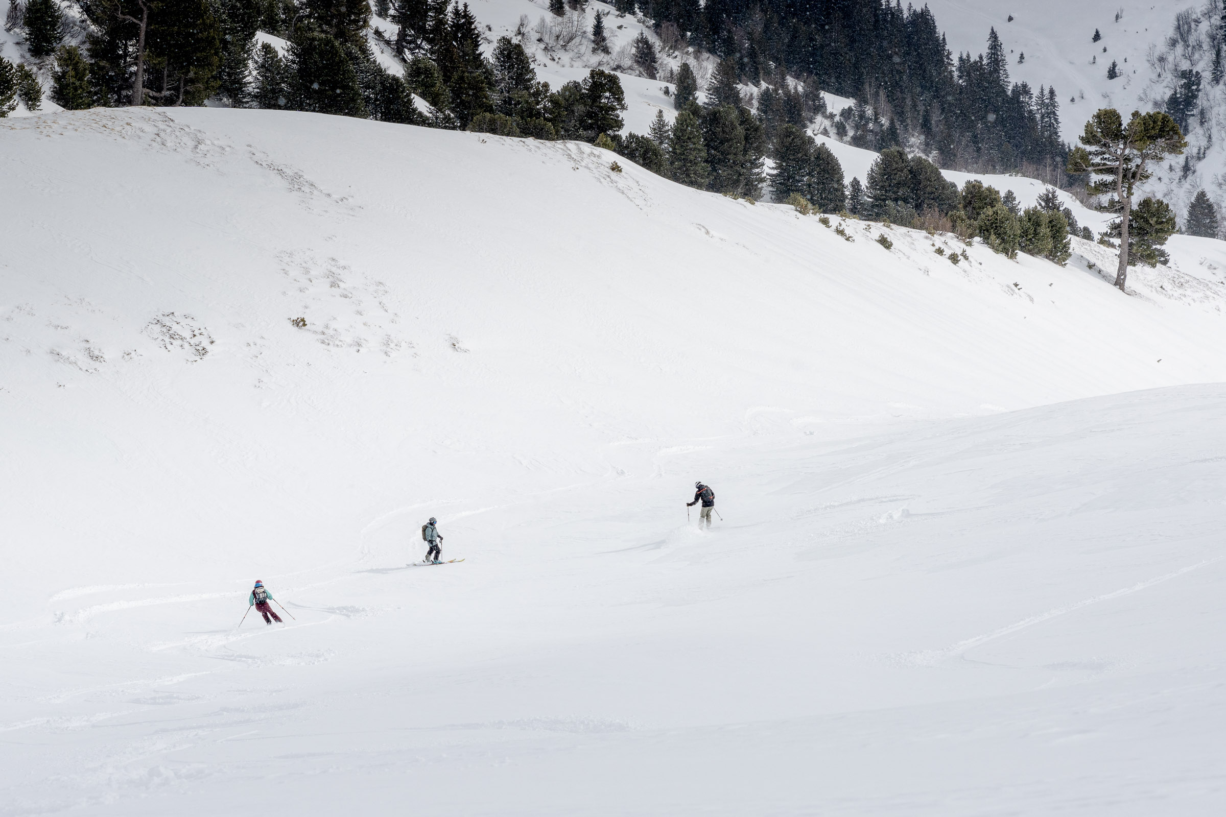 Freeriding during the Arc'Teryx academy Freeride Edition in St. Anton am Arlberg, Austria