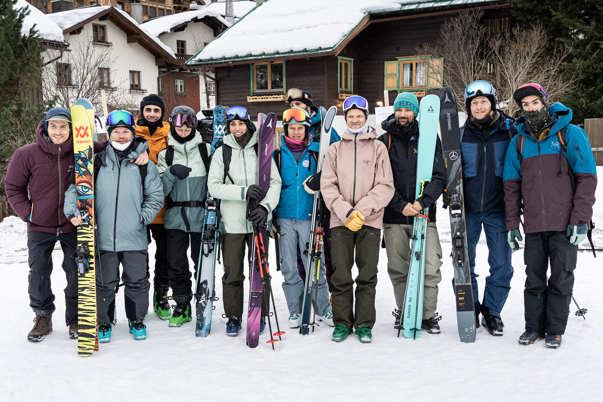 Arc'teryx athletes at the Freeride Academy edition in St. Anton am Arlberg.