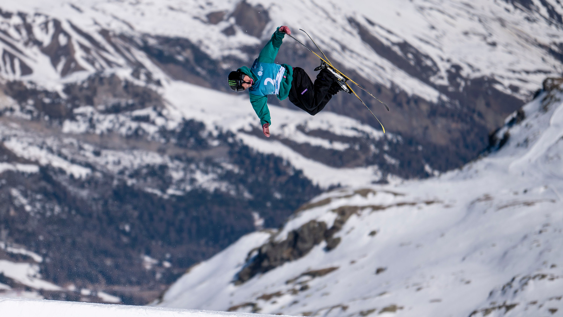Birk Ruud competes at the 2022 Freeski World Cup Corvatsch