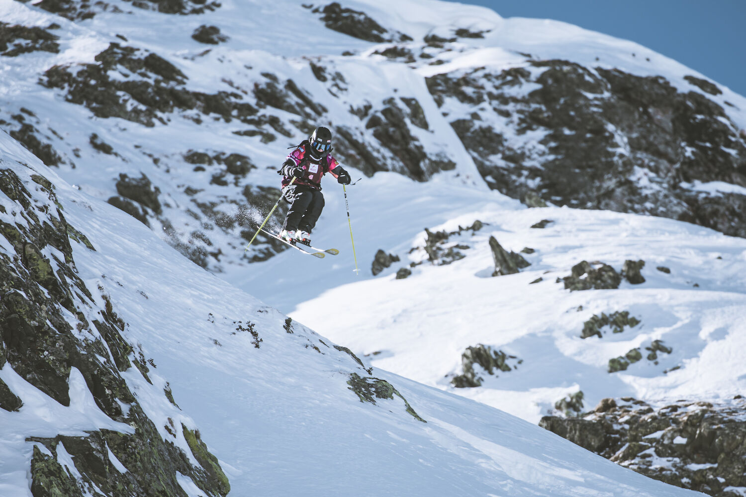 Eva Battola competes at the 2022 Freeride World Qualifier event in Silvretta Montafon