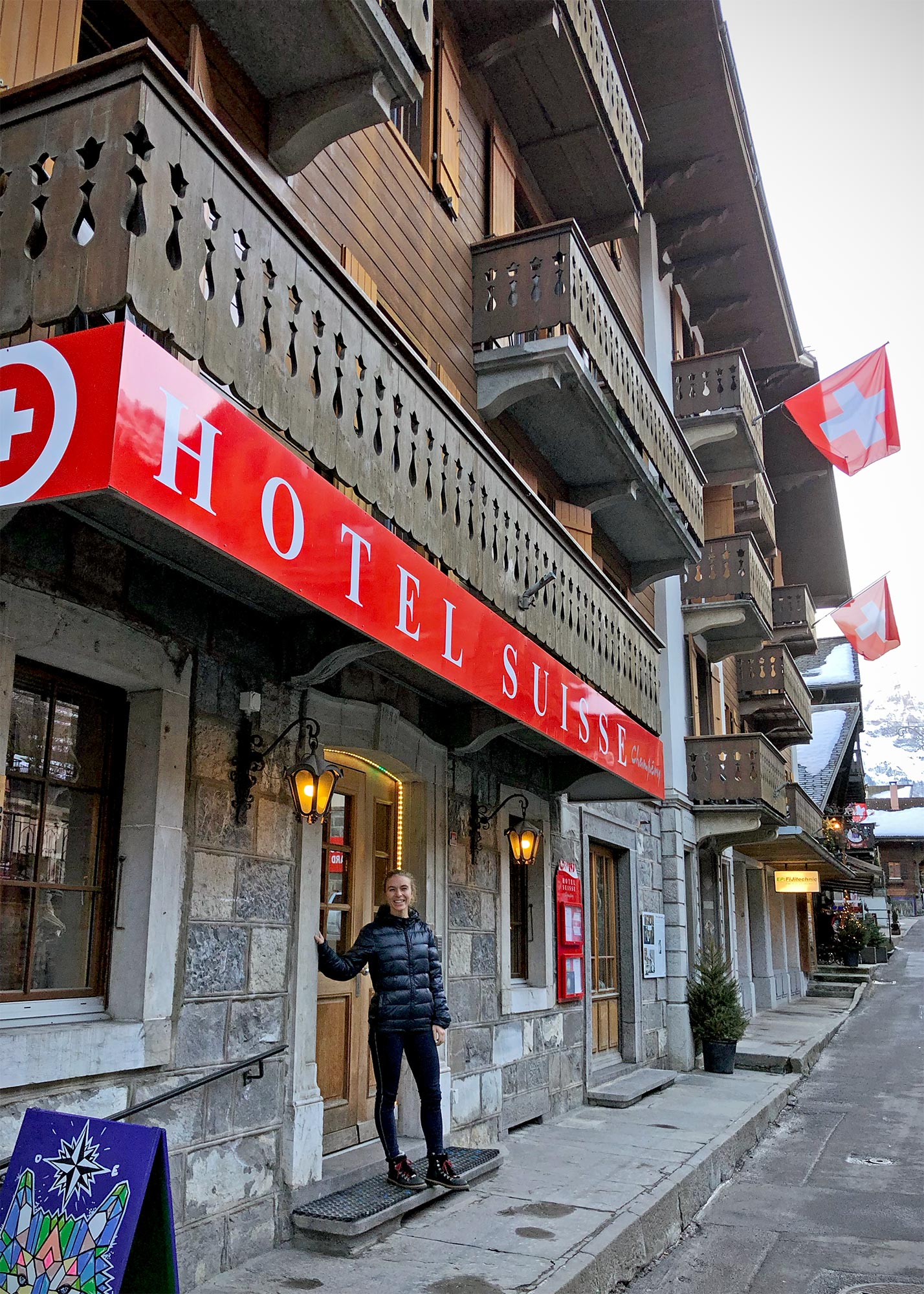 Camillia Berra at her family's business, the Hotel Suisse in Champery
