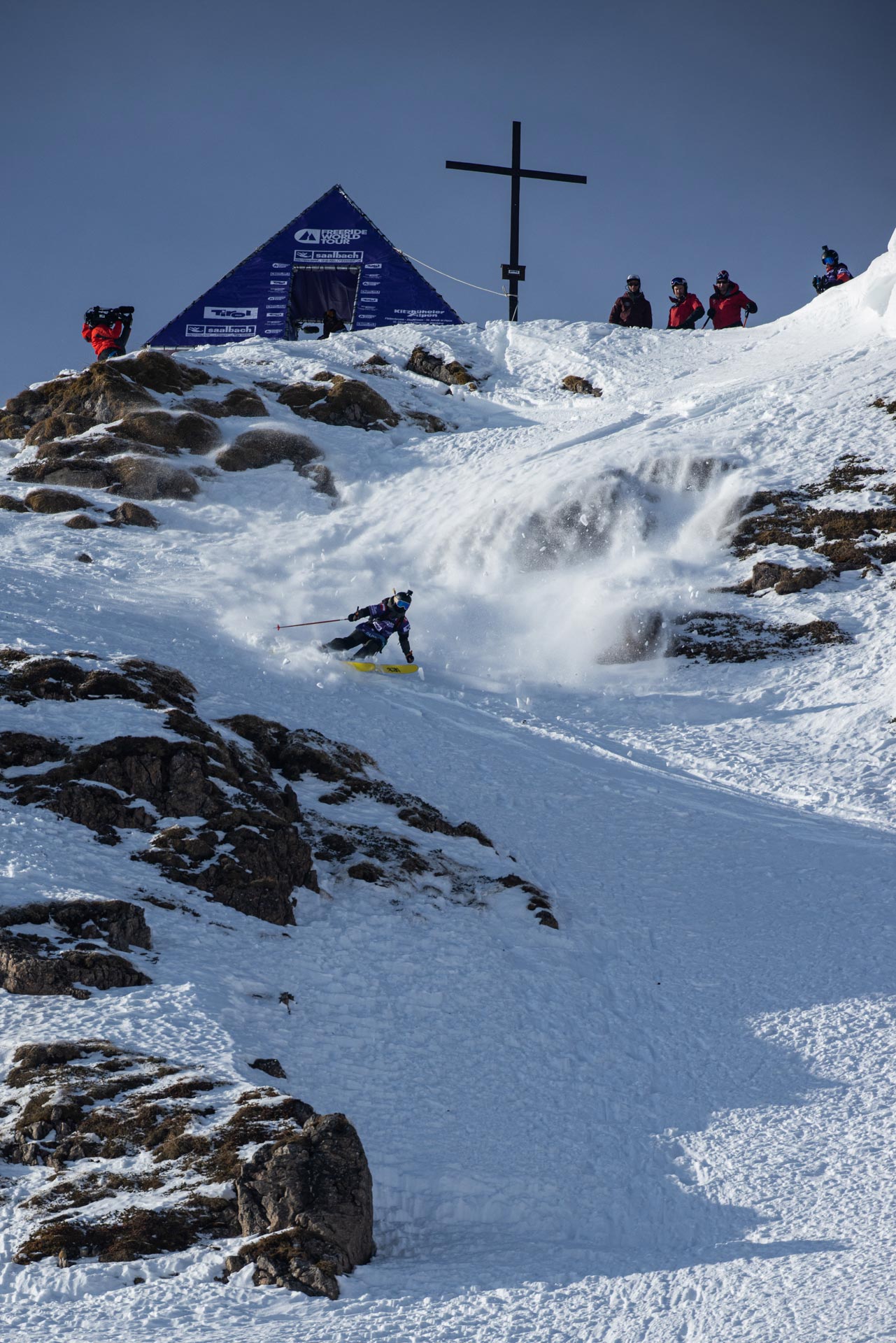 Finn Bilous at the 2022 Freeride World Tour stop in Fieberbrunn Austria