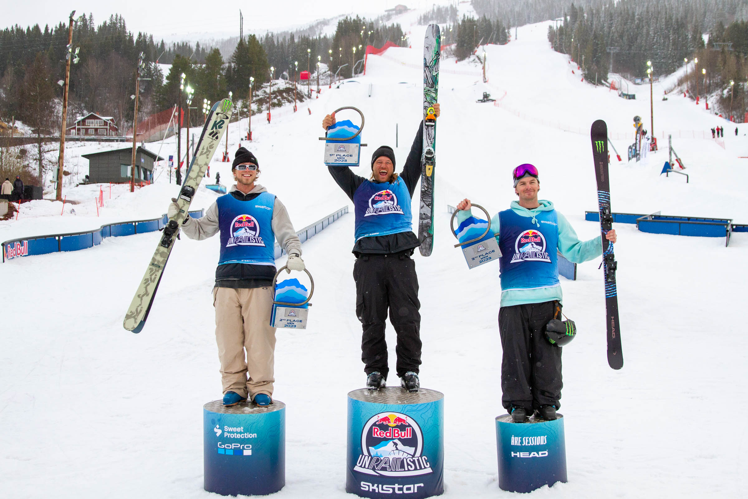 Mens Podium at 2023 Red Bull Unrailistic: Andeas Hatveit, Colby Stevenson, Evan McEachran