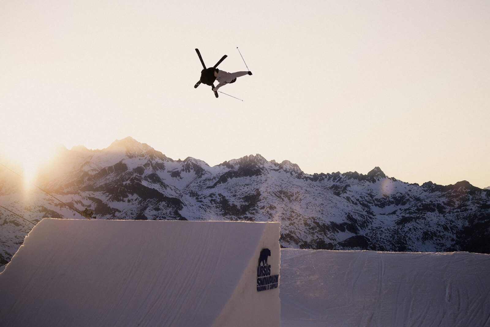 Dylan Deschamps at the Faction Skis park shoot for the Abstract movie in Ursus Snowpark, madonna di campiglia