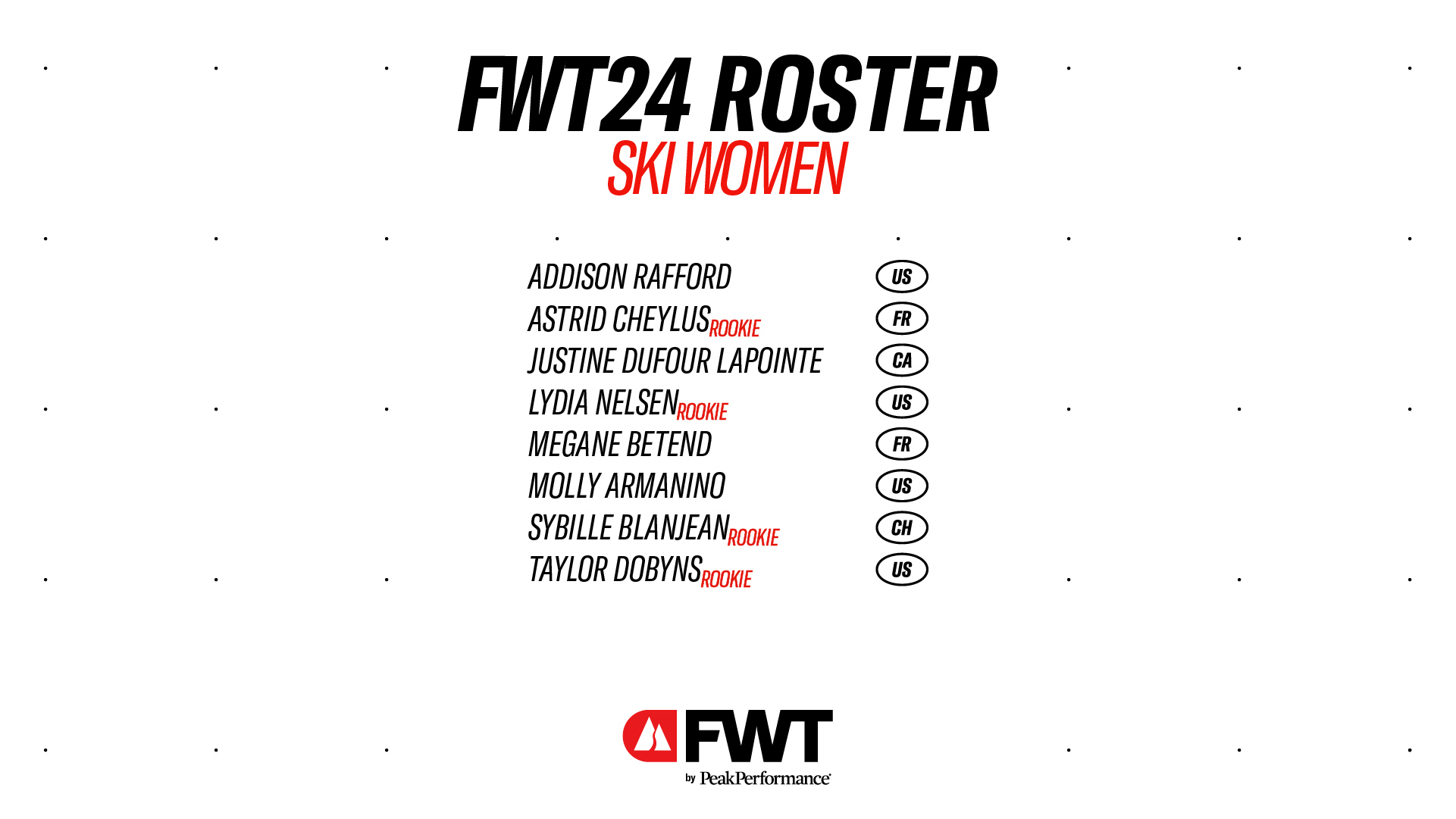 2024 Freeride World Tour women's ski roster