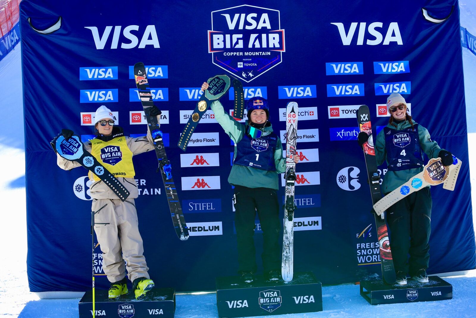 Women's podium at the 2023 Copper Mountain World Cup Big Air