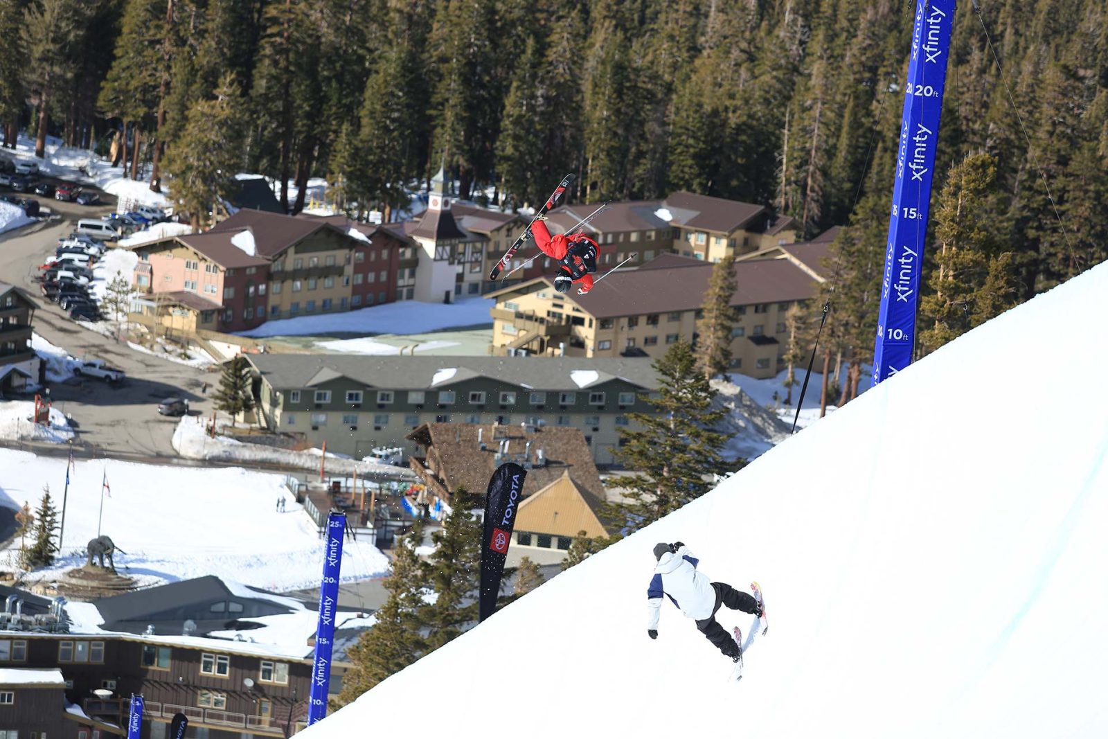 Alex Ferreira competes at the 2024 Mammoth U.S. Grand Prix halfpipe contest.