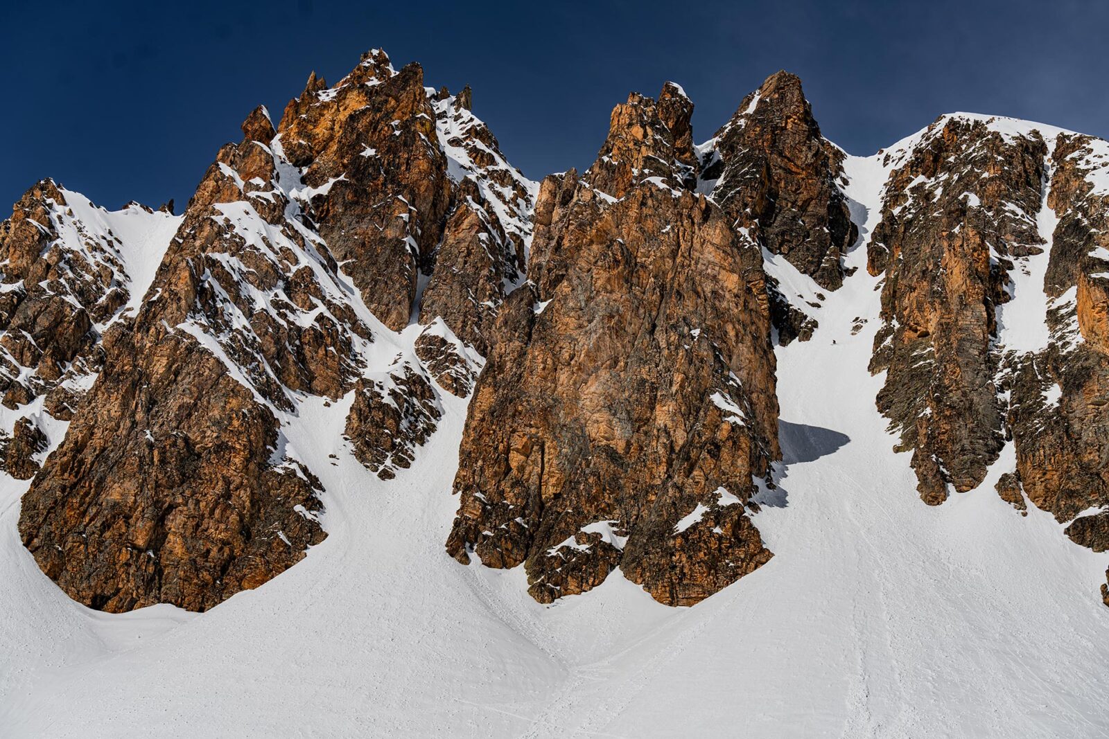 Coline Ballet Baz skiing near the Col du Chardonnet for the filming of Passages - Introduction