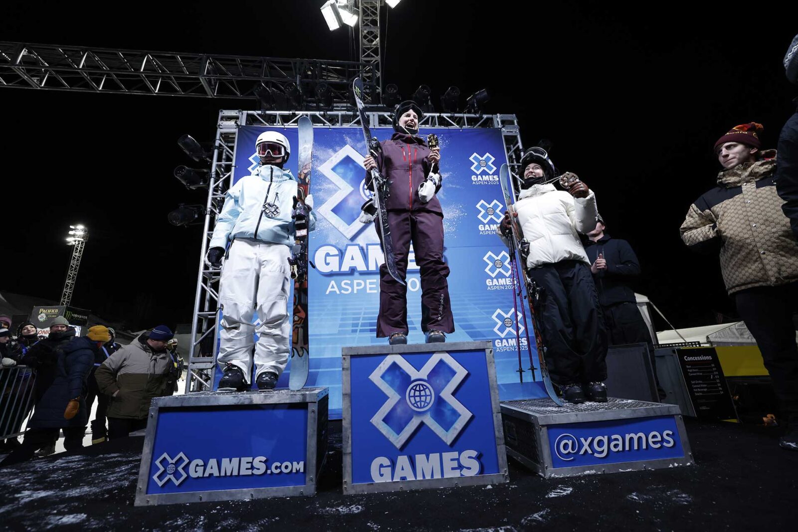 womens ski halfpipe podium at 2025 winter x games