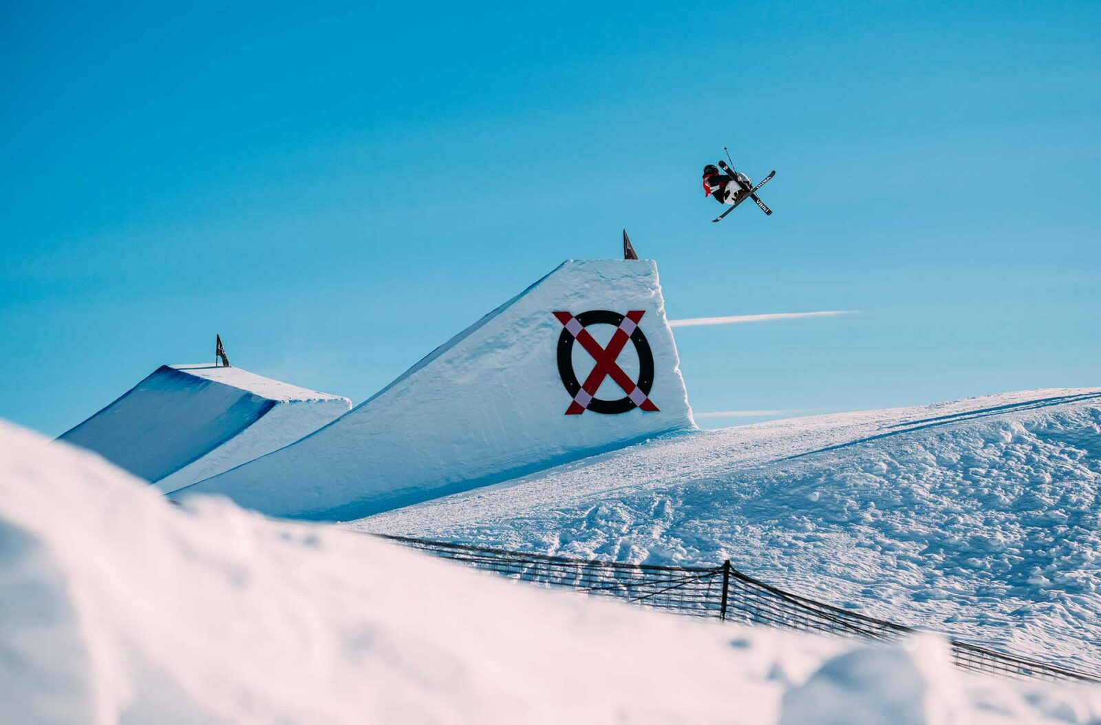 Flora Tabanelli at the 2025 Laax Open Men's Slopestyle Finals